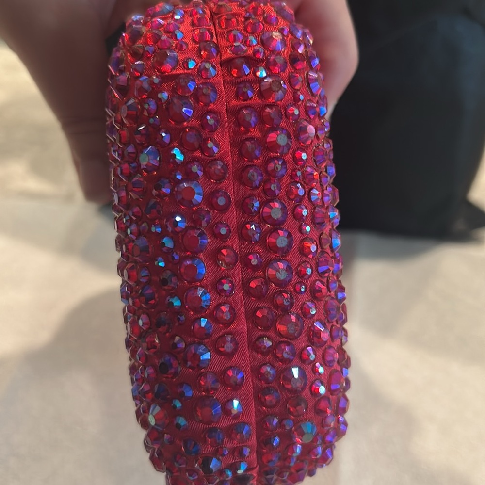 OLGA BERG Casey Hot Fix Crystal Clutch - Fuchsia - Picture 6 of 13
